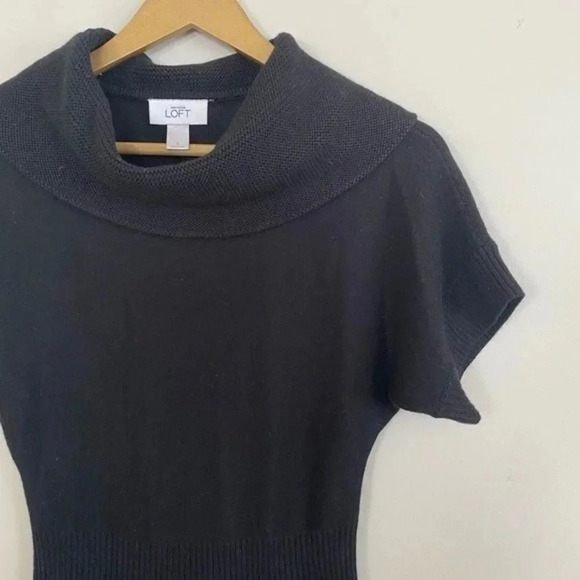 Loft Merino Wool Blend Black Cowl Neck Sweater Dress - Picture 6 of 12